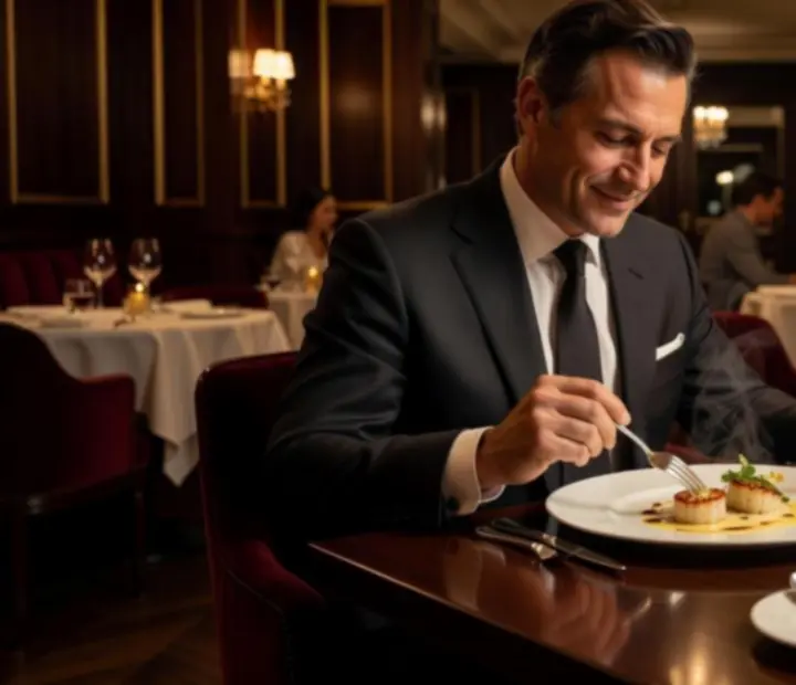 Detail servírovaného pokrmu a večerní atmosféry v restauraci Ace Czech