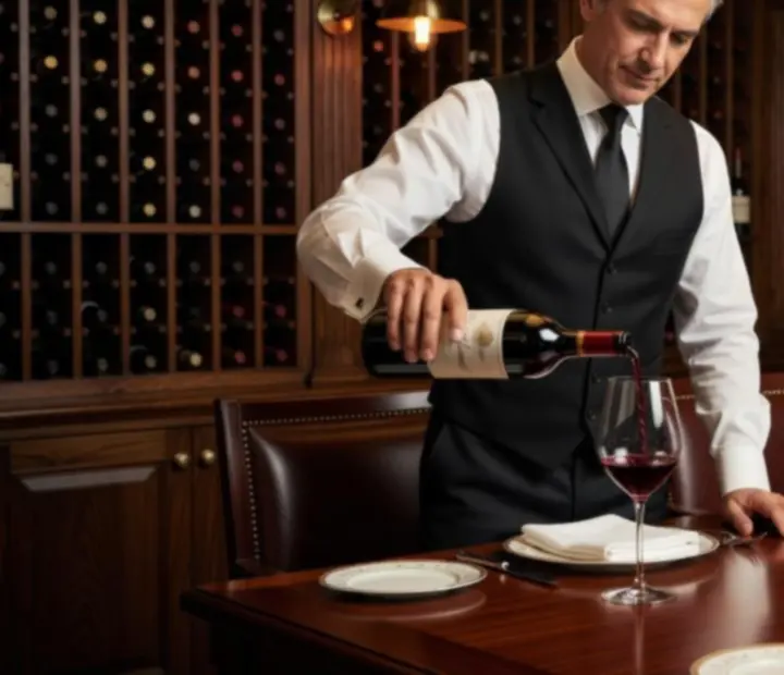 Someliér nalévající víno do sklenice v elegantním prostředí restaurace Ace Czech